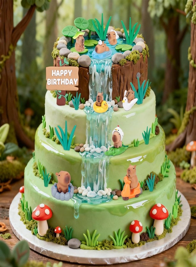 Meetory capybara cake topper - 13 PCS capybara birthday decorations, Mini Blowfish Party Supplies Capybara Birthday Party Supplies - Image 5